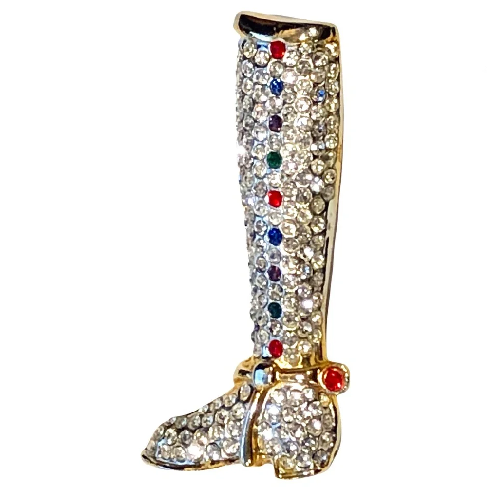 VINTAGE CRYSTAL COWBOY BOOT BROOCH